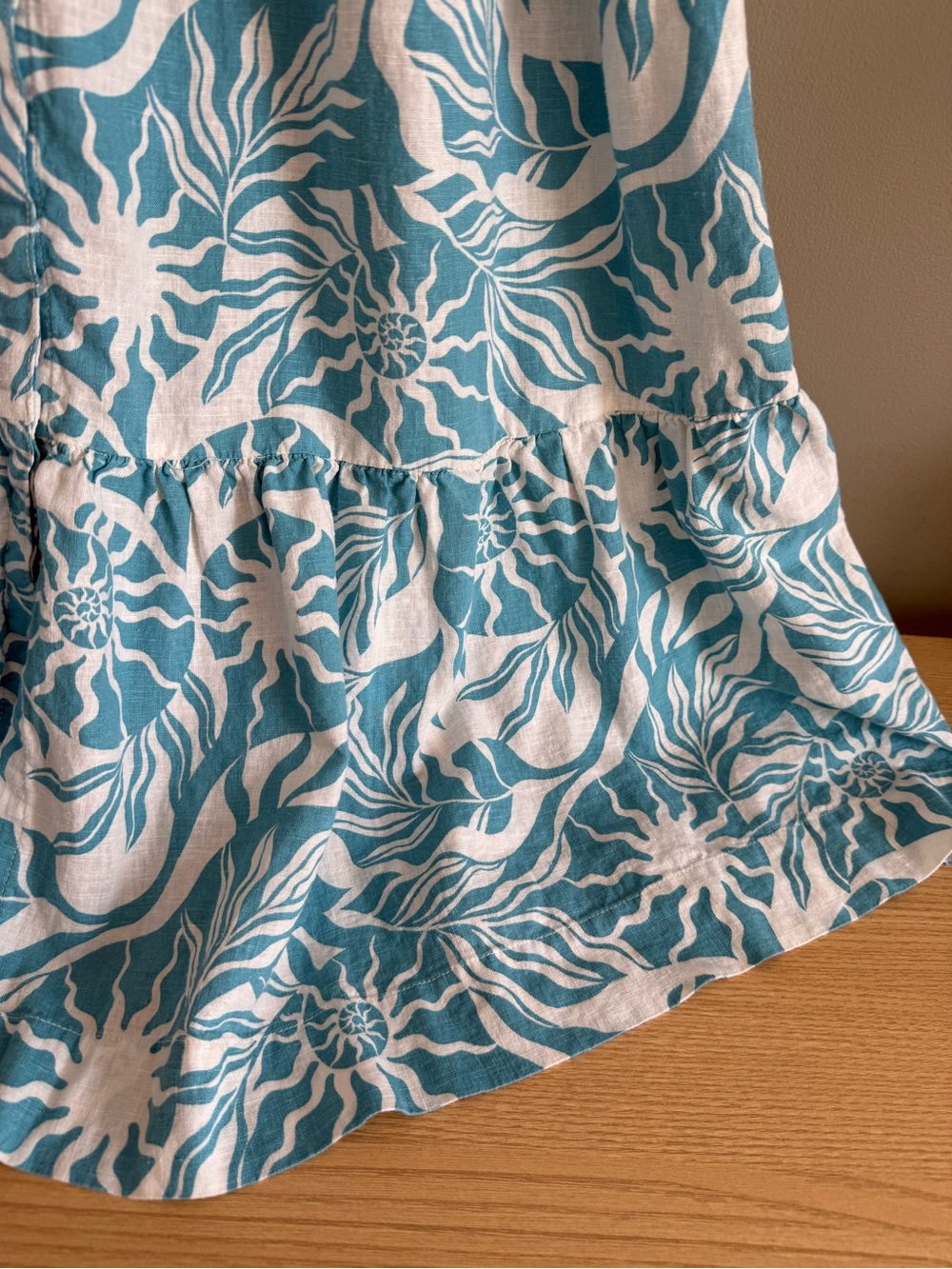 Nicole Miller New York Linen Blend Floral Maxi Shirt Dress Blue XS - Picture 6 of 15